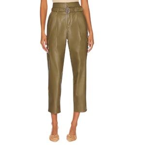 PAIGE NWT Tesse Cargo Pant Army Faux Leather- Size 00